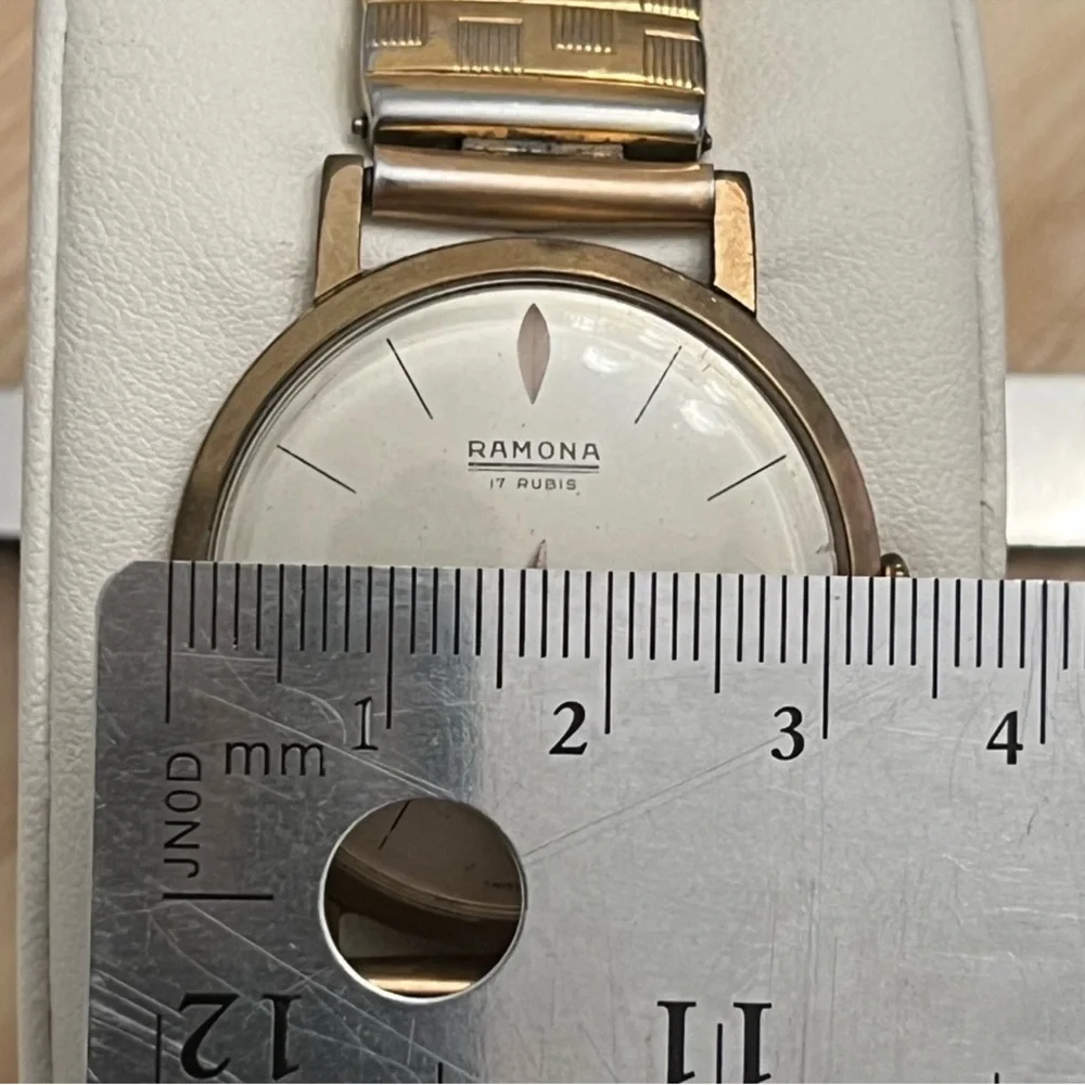 Ramona 17 Rubis Men's Watch RARE Vintage Mechanical Gold Filled Stretch Bracelet